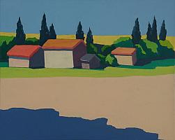 Wolfram Scheffel Haeuser im Sueden, 2012, OelLw, 40 x 50 cm.JPG